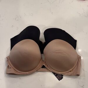 Victoria's Secret Black and Tan Strapless Bra